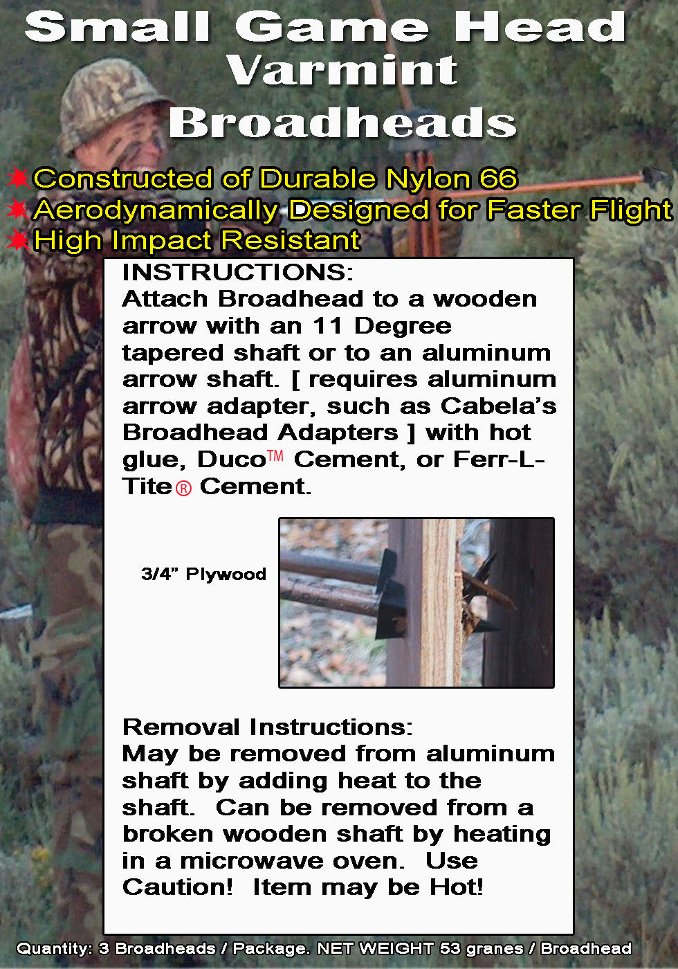 Small game broadhead detail view