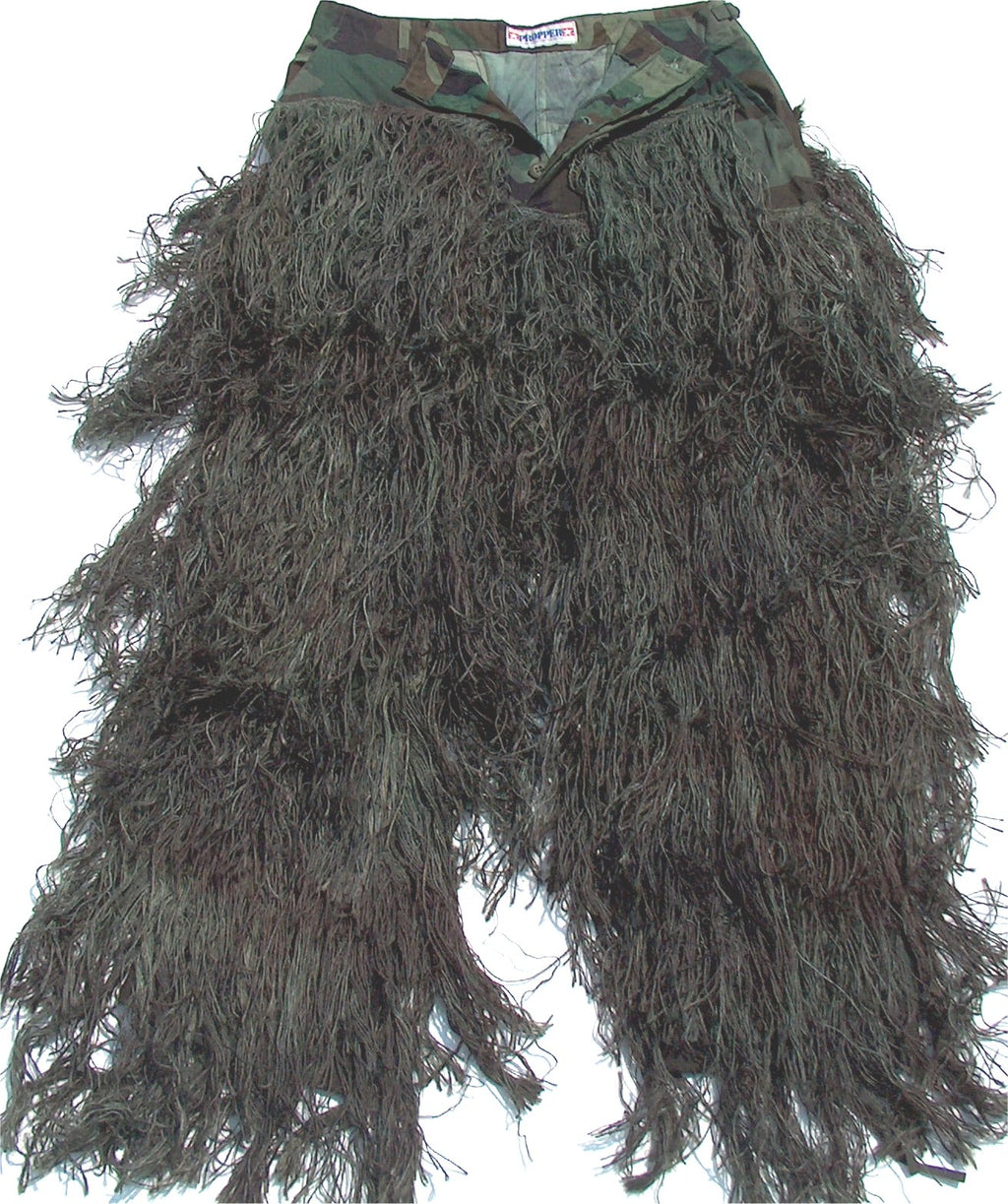 Jute BDU ghillie pants in Woodland camouflage