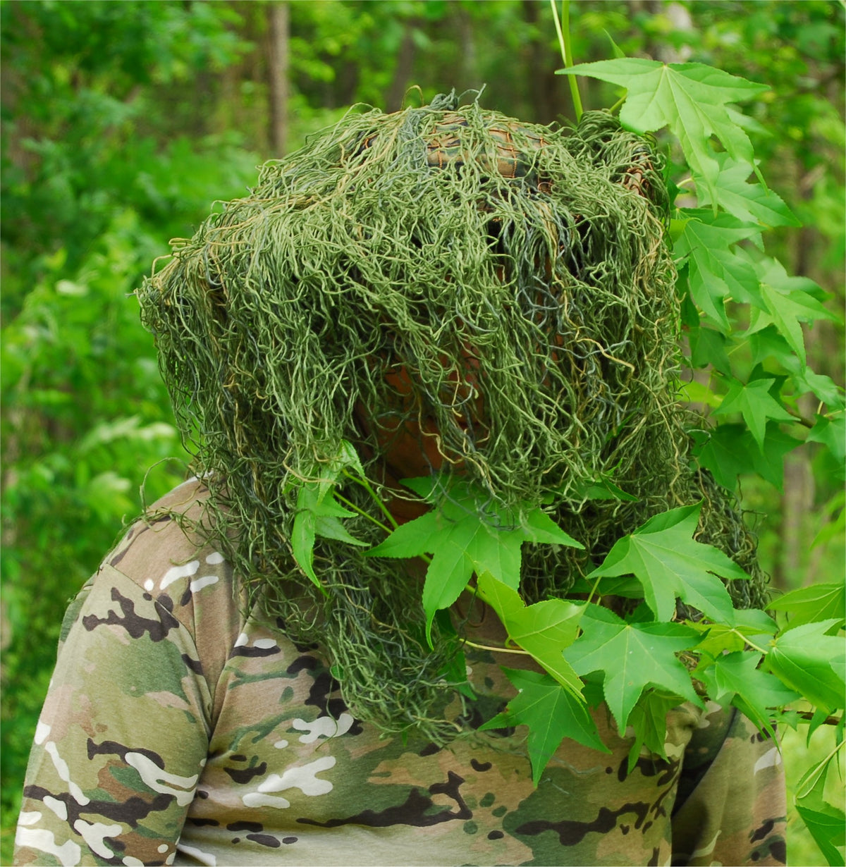 Leafy Green Ghillie Sniper Boonie Hat, front view