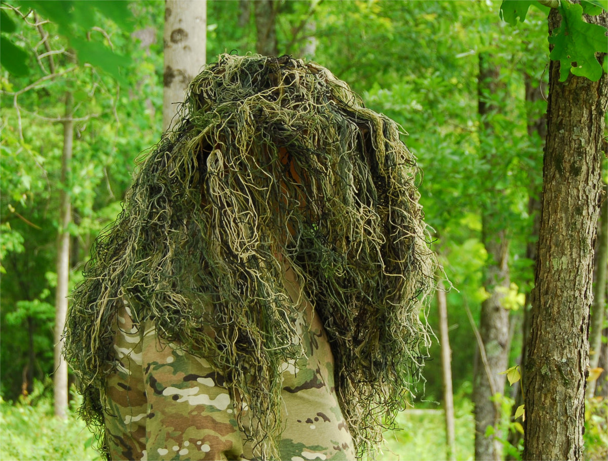Woodland Ghillie Sniper Boonie Hat, rear view