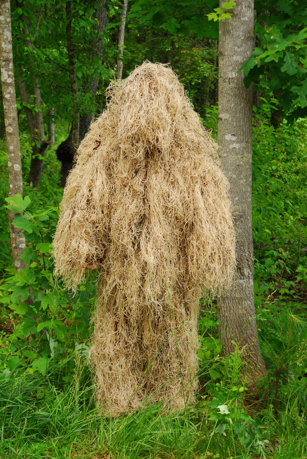 Synthetic BDU ghillie pants in Desert pattern, shown with matching jacket