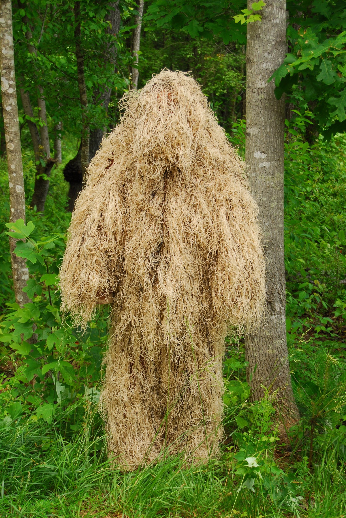 Synthetic BDU ghillie pants in Desert pattern, shown with matching jacket