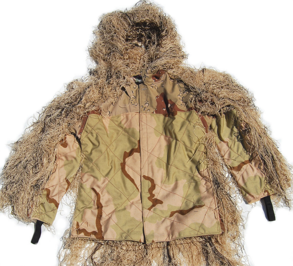 Synthetic sniper BDU ghillie jacket, Desert front view