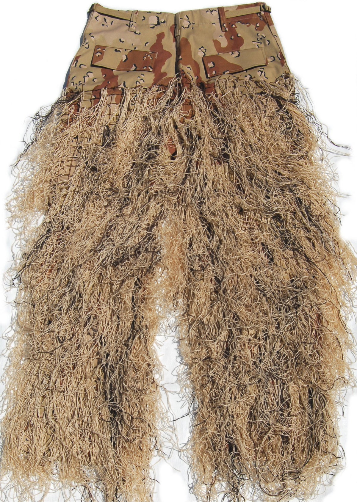 Synthetic sniper BDU ghillie pants, Desert back view