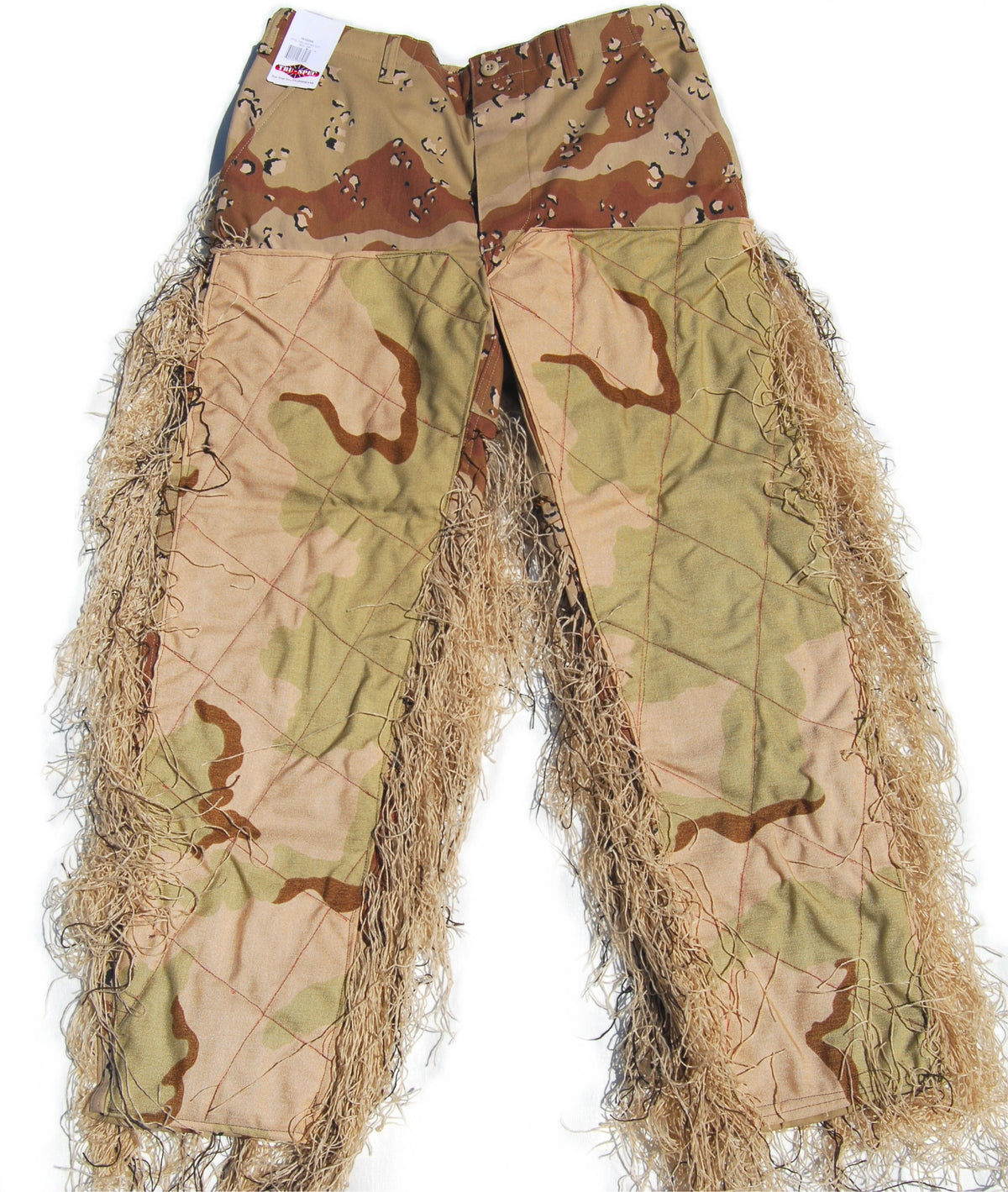 Synthetic sniper BDU ghillie pants, Desert front view