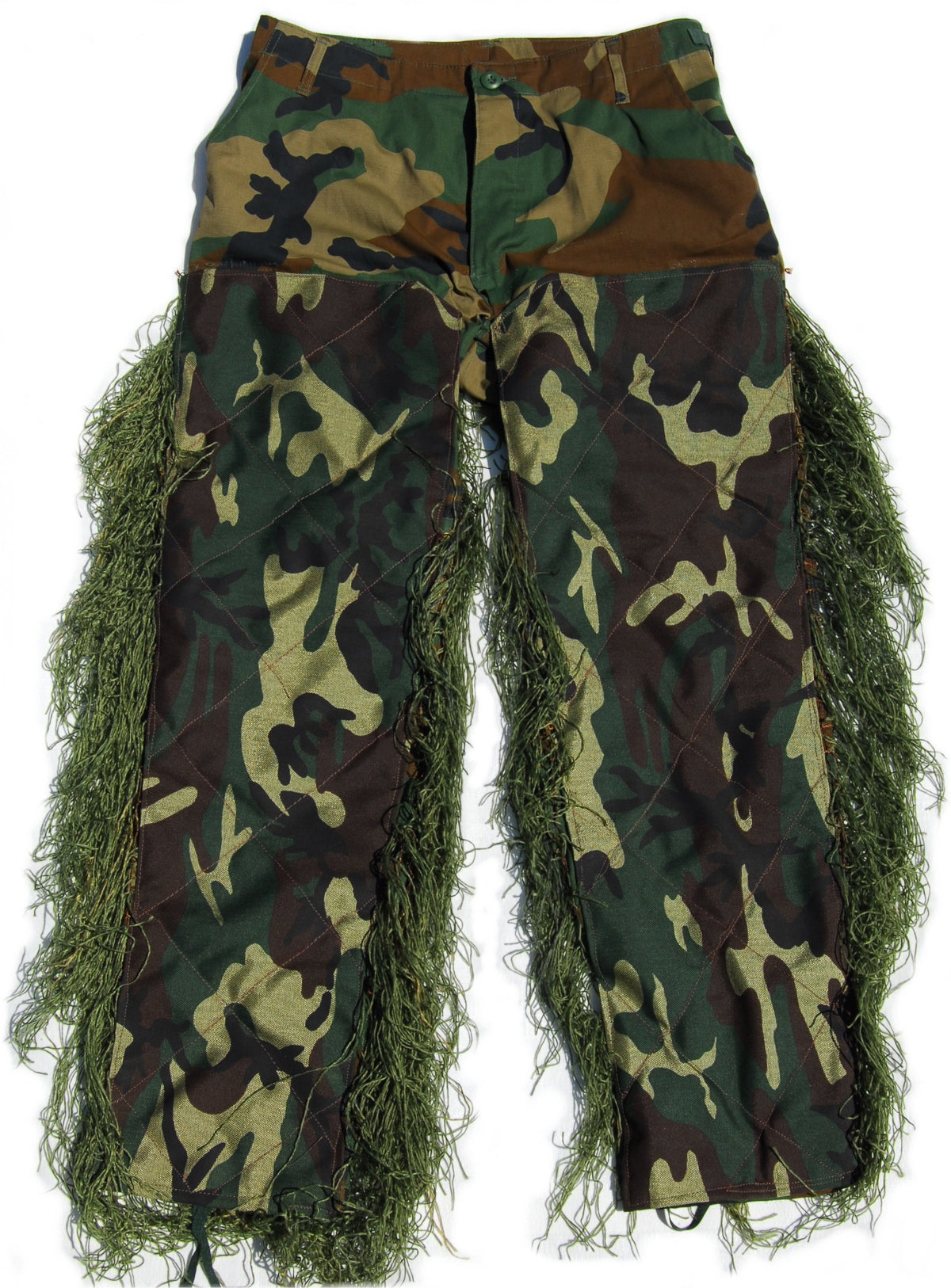 Synthetic sniper BDU ghillie pants, Leafy Green front view