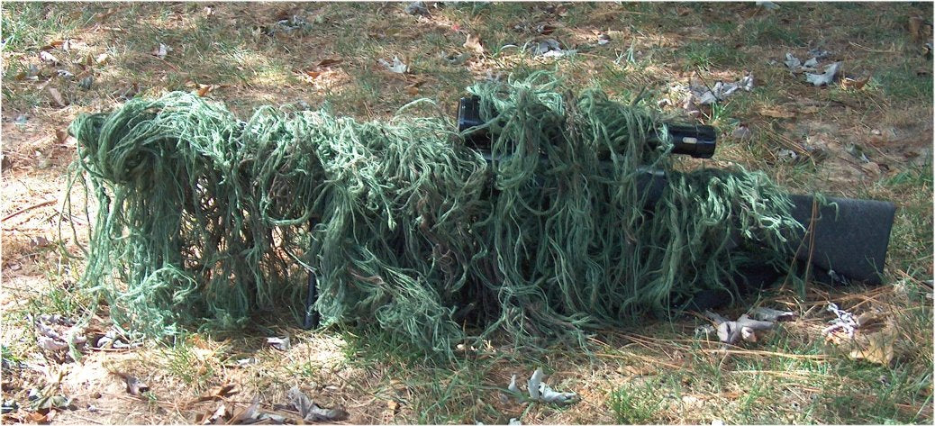Leafy Green jute ghillie rifle wrap