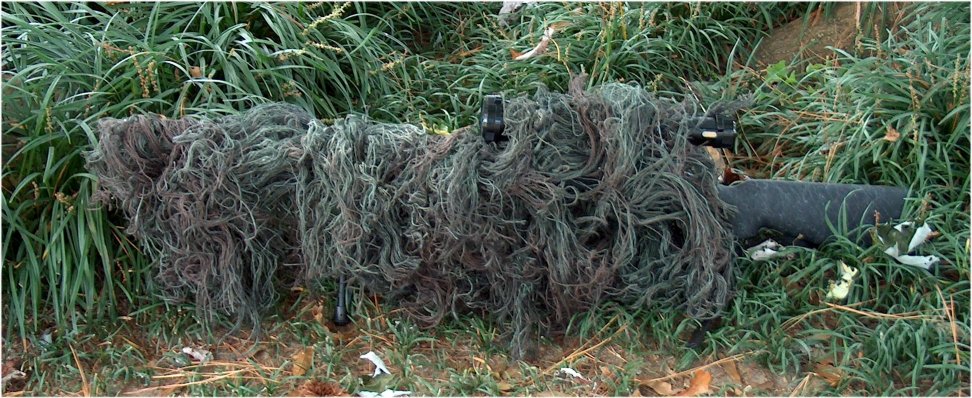 Woodland jute ghillie rifle wrap