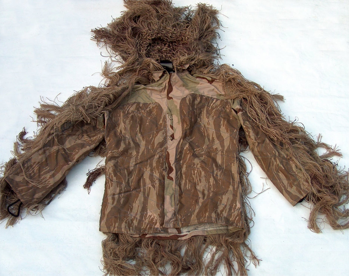 Jute sniper ghillie jacket in desert camouflage