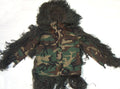 Jute sniper ghillie jacket in woodland camouflage