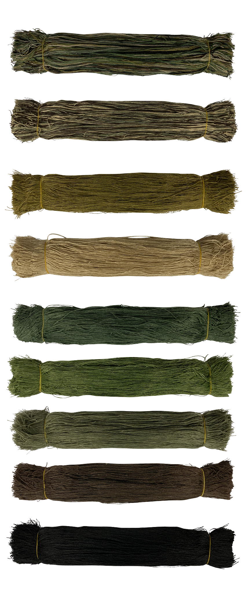 Synthetic ghillie thread colors