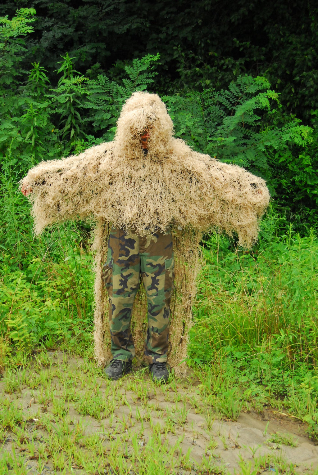 Desert front synthetic Military Stalker ghillie poncho