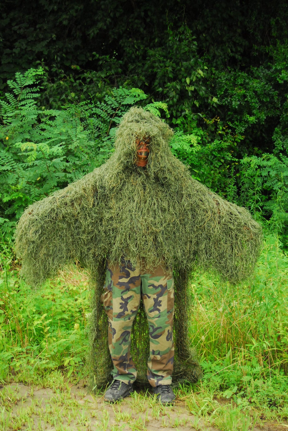 Leafy Green front synthetic Military Stalker ghillie poncho