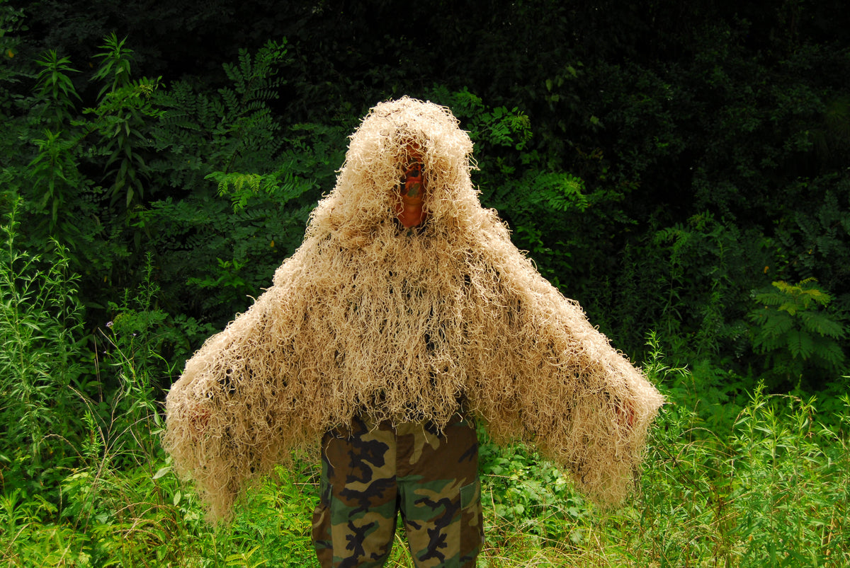 Desert synthetic Tracker ghillie poncho